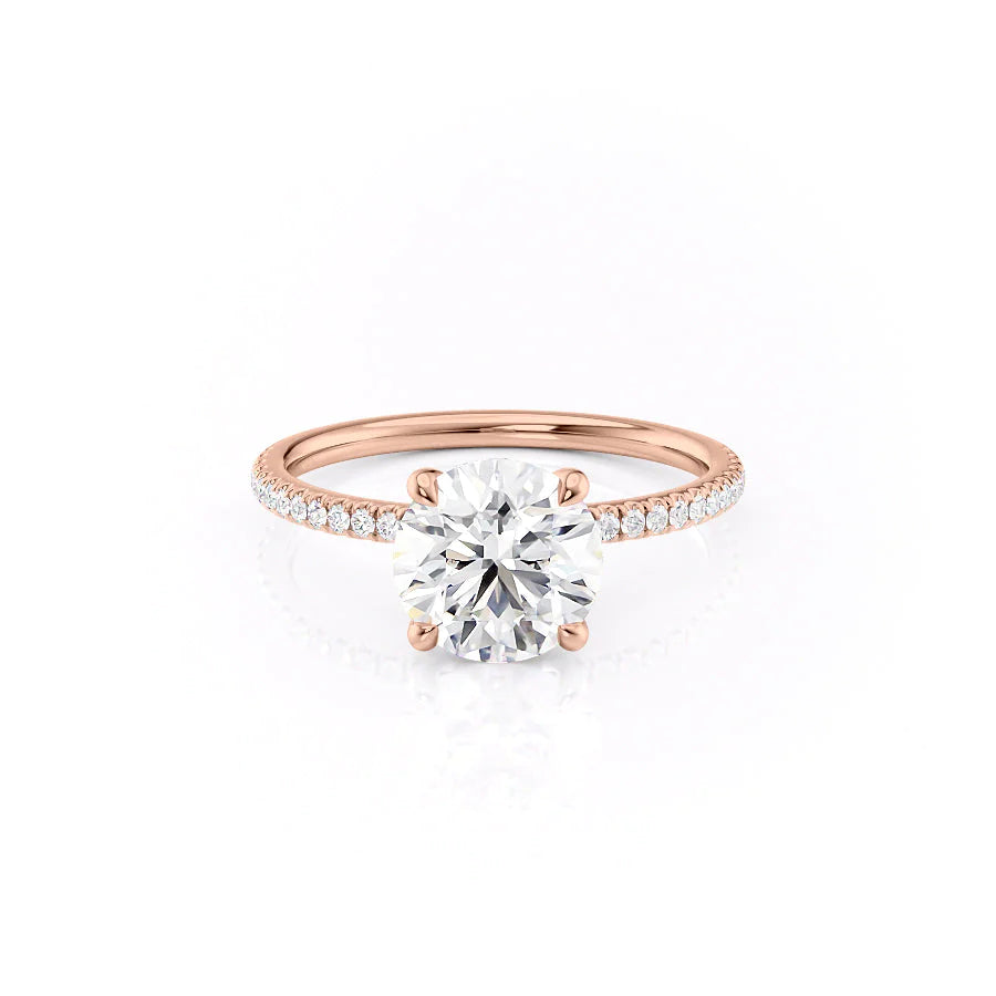 Eternal Spark 2.81 Carat VVS1 Lab-Grown Hidden Halo Pave Engagement Ring in 18K Rose Gold Front View