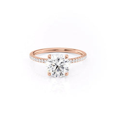 Eternal Spark 2.81 Carat VVS1 Lab-Grown Hidden Halo Pave Engagement Ring in 18K Rose Gold Front View