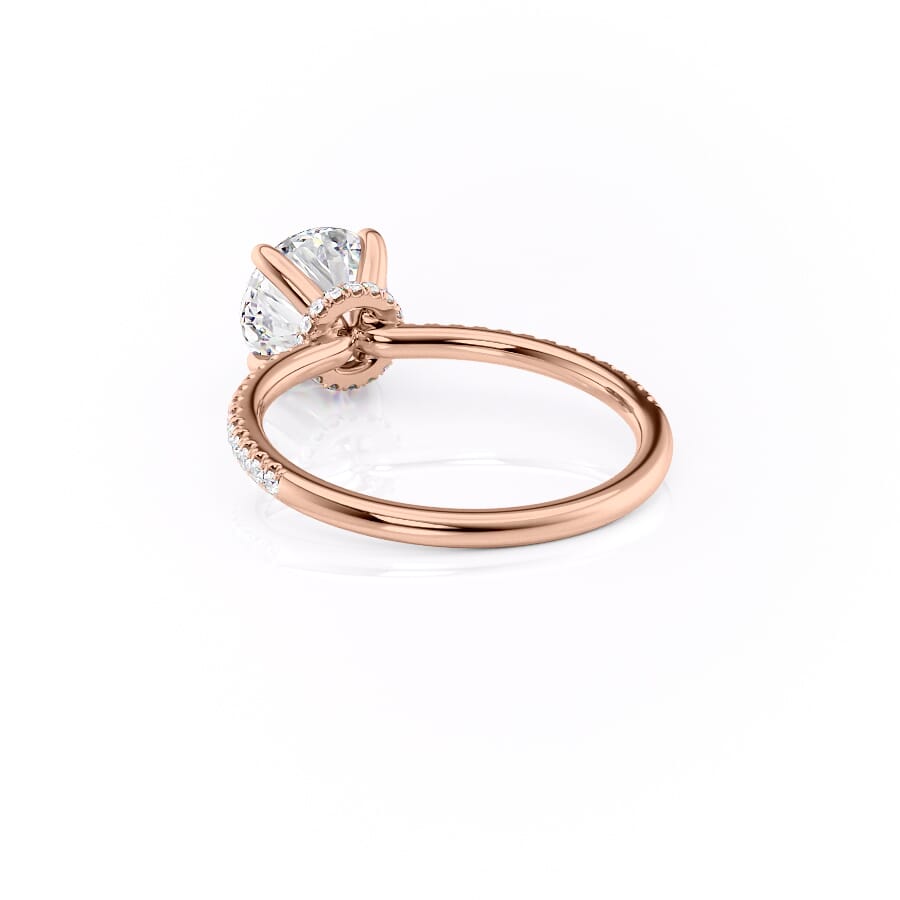 Eternal Spark 2.81 Carat VVS1 Lab-Grown Hidden Halo Pave Engagement Ring in 18K Rose Gold Left Side Cross View