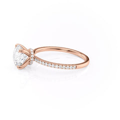 Eternal Spark 2.81 Carat VVS1 Lab-Grown Hidden Halo Pave Engagement Ring in 18K Rose Gold Left Side View