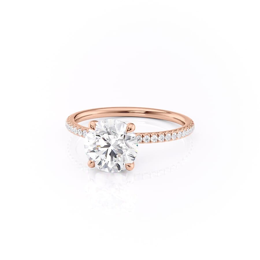 Eternal Spark 2.81 Carat VVS1 Lab-Grown Hidden Halo Pave Engagement Ring in 18K Rose Gold Left View
