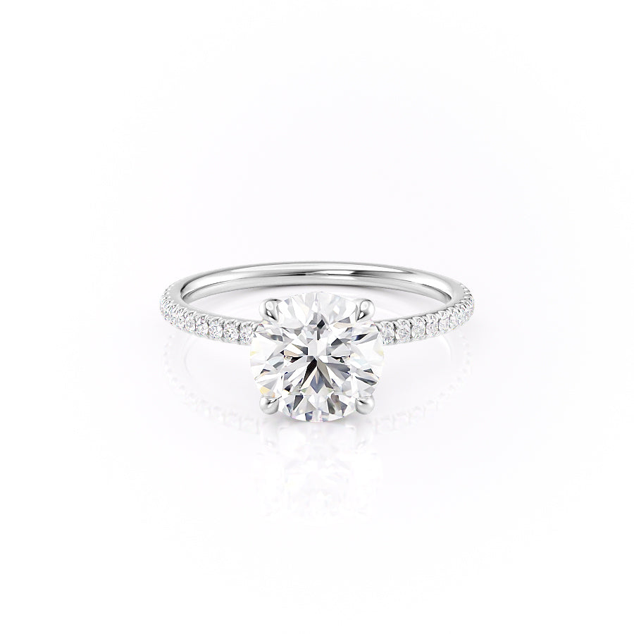 Eternal Spark 2.81 Carat VVS1 Lab-Grown Hidden Halo Pave Engagement Ring in 18K White Gold Front View