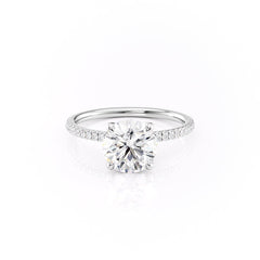 Eternal Spark 2.81 Carat VVS1 Lab-Grown Hidden Halo Pave Engagement Ring in 18K White Gold Front View