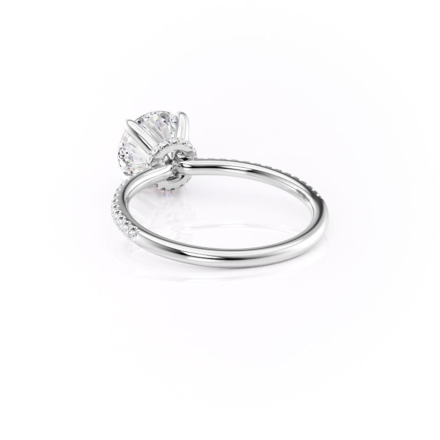 Eternal Spark 2.81 Carat VVS1 Lab-Grown Hidden Halo Pave Engagement Ring in 18K White Gold Left Side Cross View