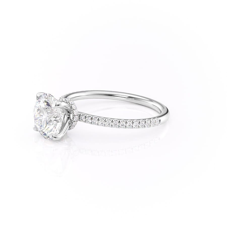 Eternal Spark 2.81 Carat VVS1 Lab-Grown Hidden Halo Pave Engagement Ring in 18K White Gold Left Side View