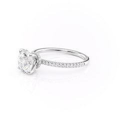 Eternal Spark 2.81 Carat VVS1 Lab-Grown Hidden Halo Pave Engagement Ring in 18K White Gold Left Side View