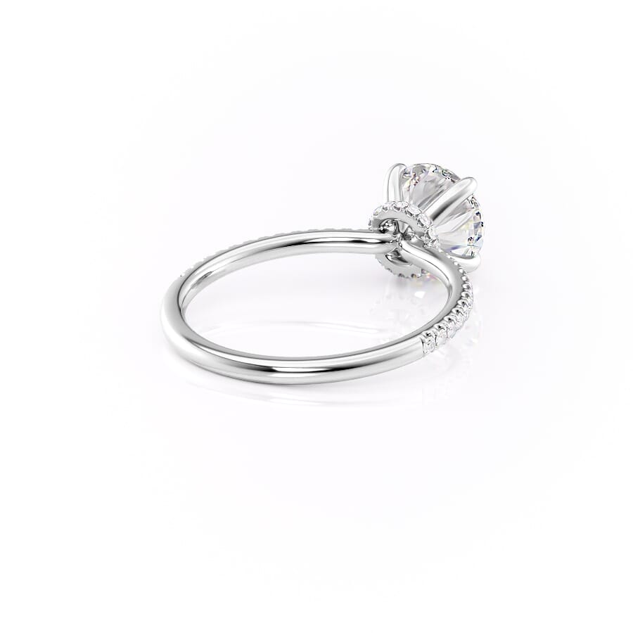 Eternal Spark 2.81 Carat VVS1 Lab-Grown Hidden Halo Pave Engagement Ring in 18K White Gold Right Side Cross View