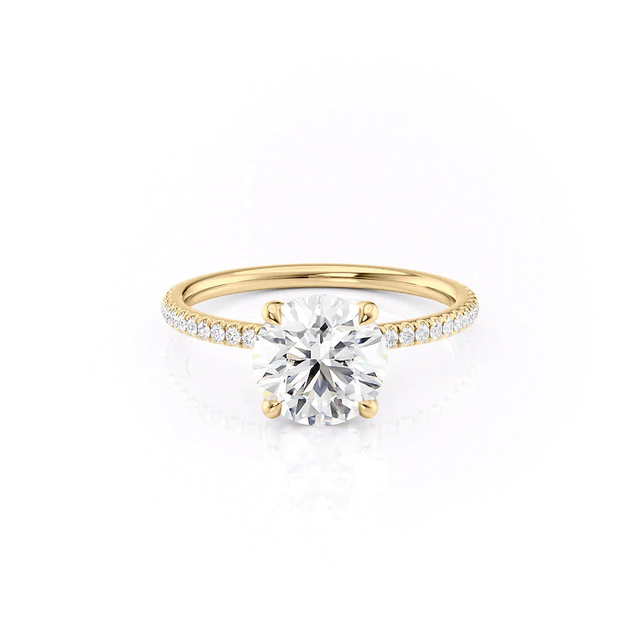 Eternal Spark 2.81 Carat VVS1 Lab-Grown Hidden Halo Pave Engagement Ring in 18K Yellow Gold Front View
