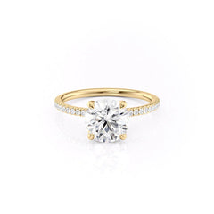 Eternal Spark 2.81 Carat VVS1 Lab-Grown Hidden Halo Pave Engagement Ring in 18K Yellow Gold Front View