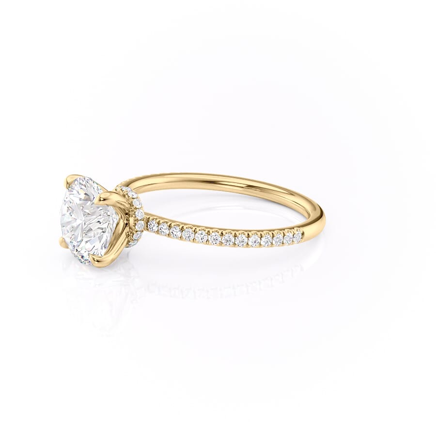 Eternal Spark 2.81 Carat VVS1 Lab-Grown Hidden Halo Pave Engagement Ring in 18K Yellow Gold Left Side View
