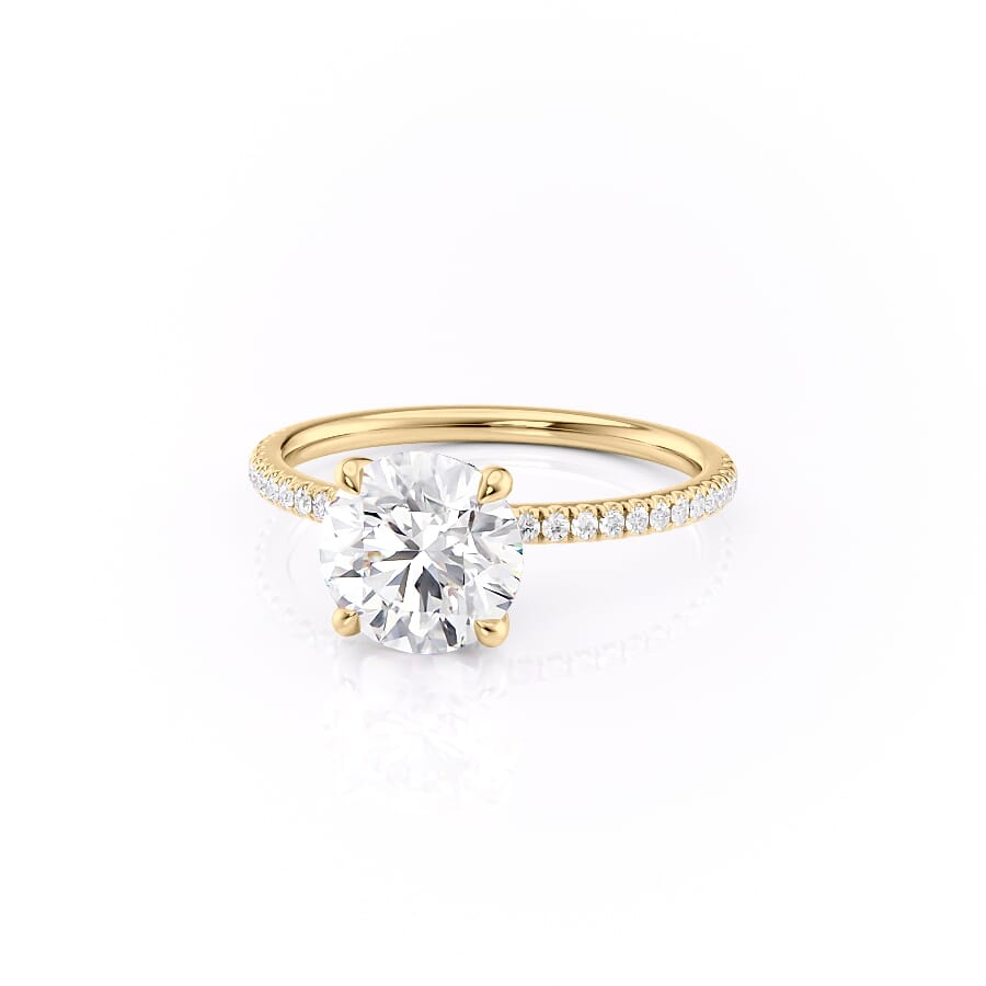 Eternal Spark 2.81 Carat VVS1 Lab-Grown Hidden Halo Pave Engagement Ring in 18K Yellow Gold Left View