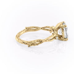 Eternal Weave 3.05 Carat VVS1 Lab-Grown Elongated Cushion Textured Three-Stone Engagement Ring in 18K Yellow Gold Right View