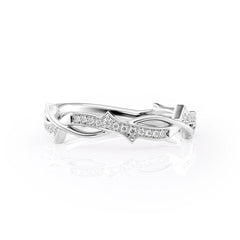 Ethereal Twist VVS1 Lab-Grown Diamond Vintage Wedding Ring in 18K White Gold Front