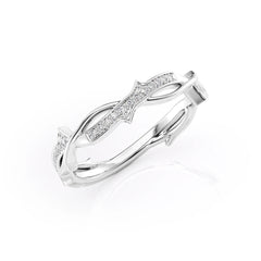 Ethereal Twist VVS1 Lab-Grown Diamond Vintage Wedding Ring in 18K White Gold Standing View