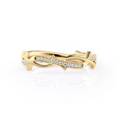 Ethereal Twist VVS1 Lab-Grown Diamond Vintage Wedding Ring in 18K Yellow Gold Front View