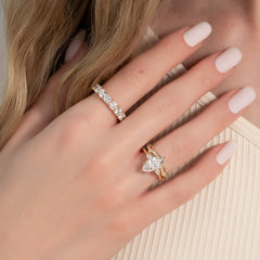 Ethereal Twist VVS1 Lab-Grown Diamond Vintage Wedding Ring in 18K Yellow Gold Hand Front View