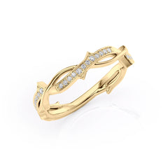 Ethereal Twist VVS1 Lab-Grown Diamond Vintage Wedding Ring in 18K Yellow Gold Standing View