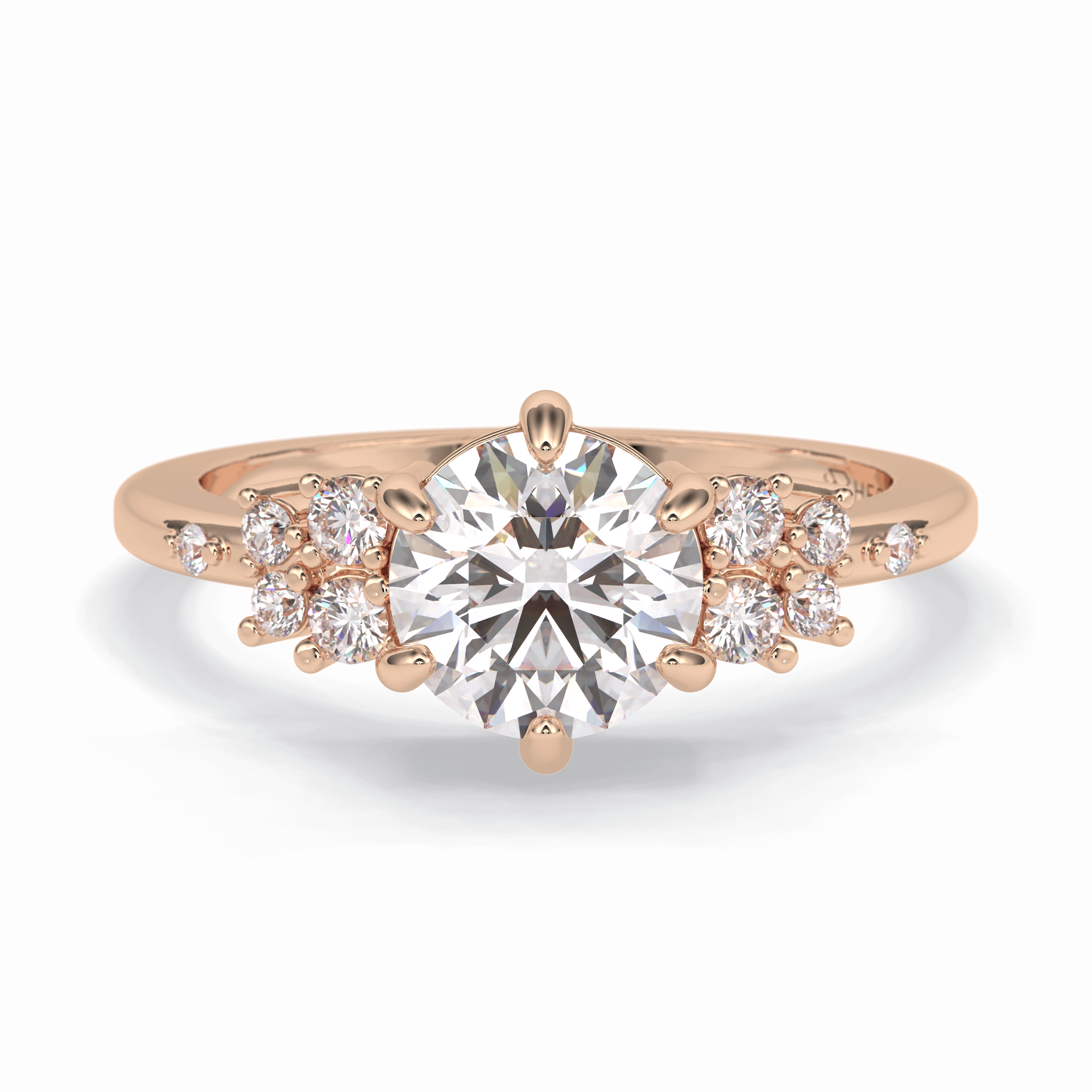 Floral Brilliance 1.29 Carat Round VS1 Lab-Grown Pave Engagement Ring in 18K Rose Gold 