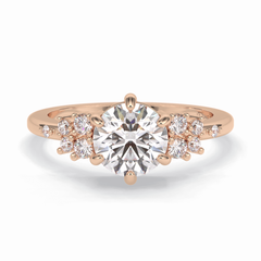 Floral Brilliance 1.29 Carat Round VS1 Lab-Grown Pave Engagement Ring in 18K Rose Gold 