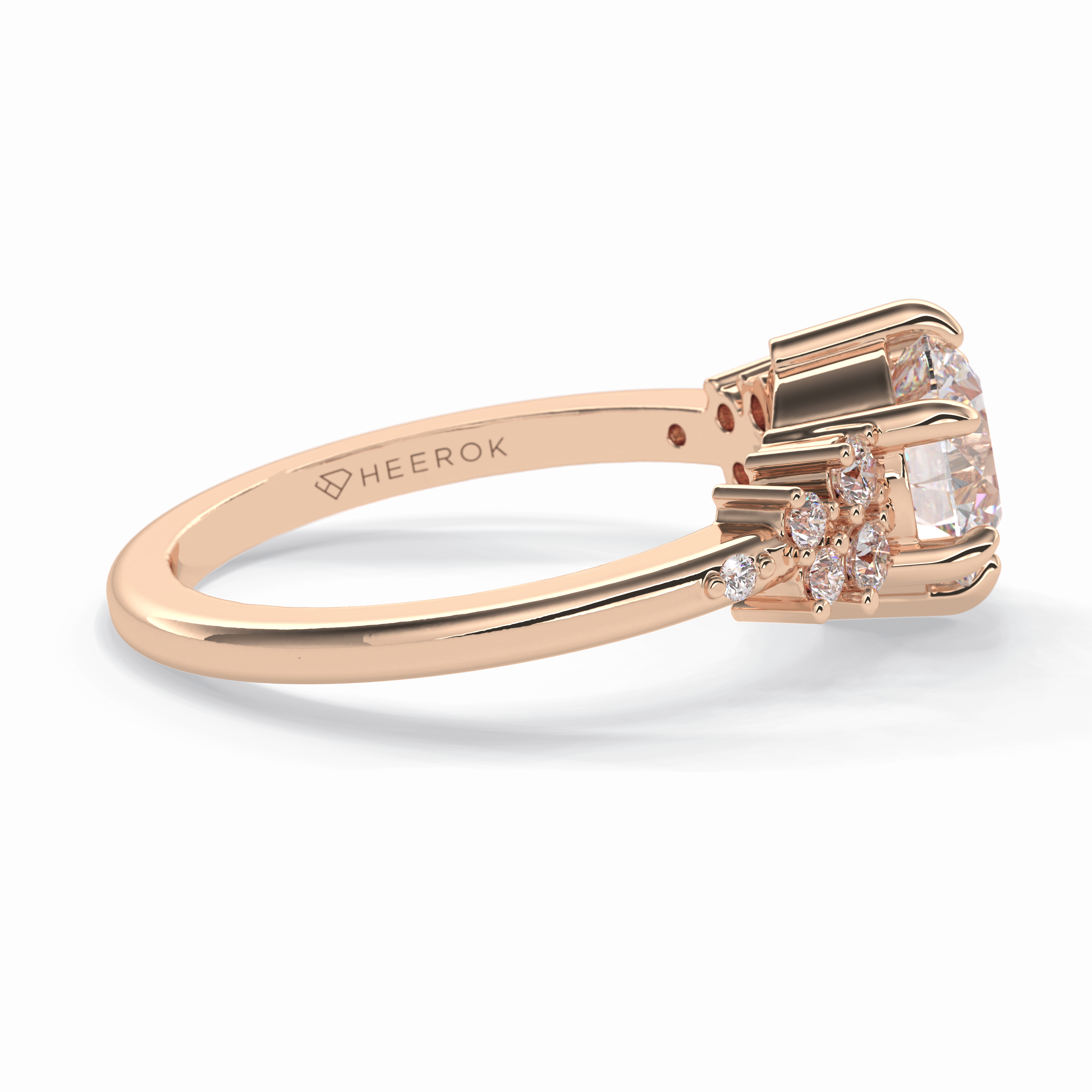 Floral Brilliance 1.29 Carat Round VS1 Lab-Grown Pave Engagement Ring in 18K Rose Gold 