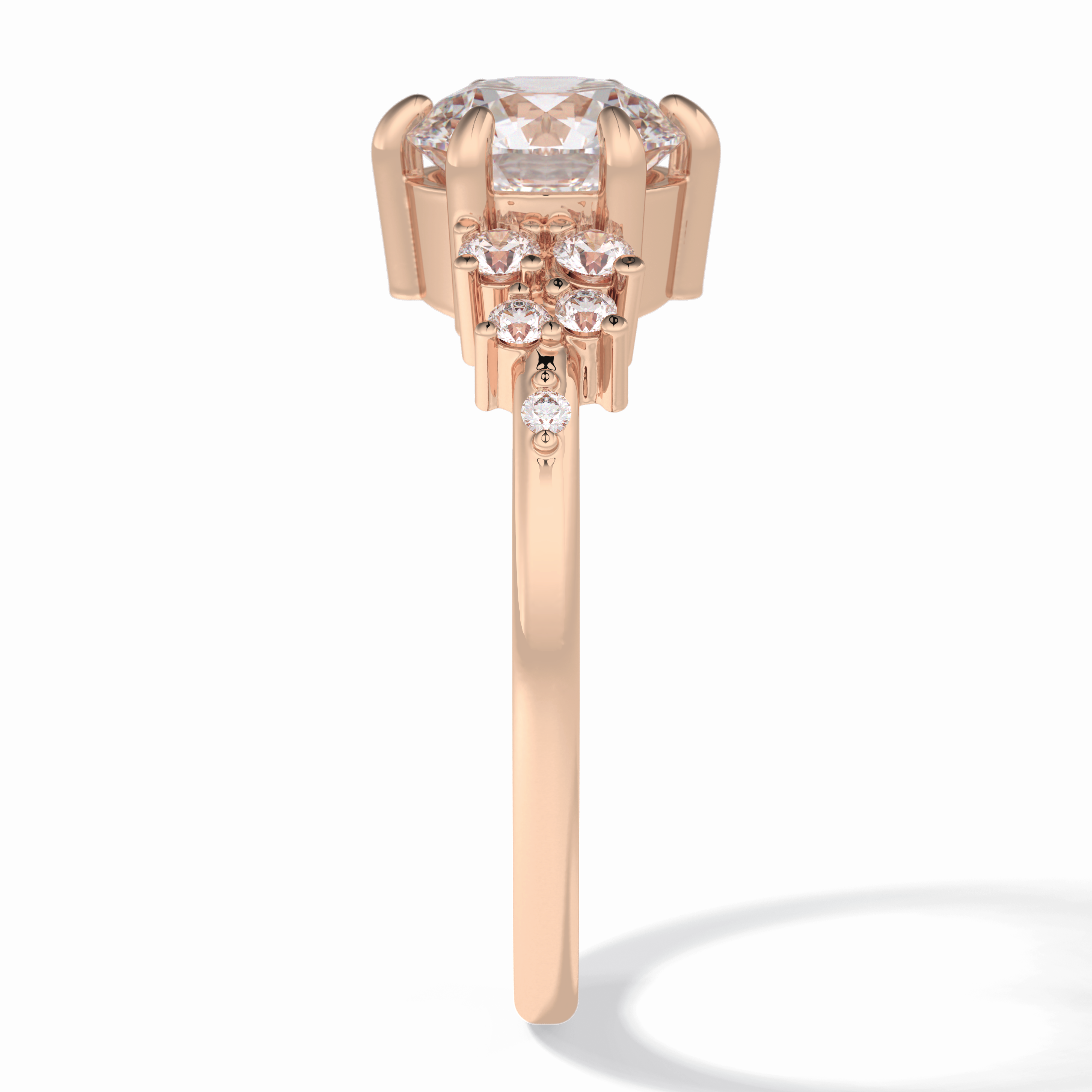 Floral Brilliance 1.29 Carat Round VS1 Lab-Grown Pave Engagement Ring in 18K Rose Gold 