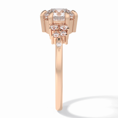 Floral Brilliance 1.29 Carat Round VS1 Lab-Grown Pave Engagement Ring in 18K Rose Gold 