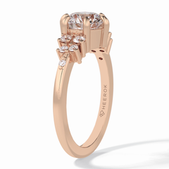 Floral Brilliance 1.29 Carat Round VS1 Lab-Grown Pave Engagement Ring in 18K Rose Gold 