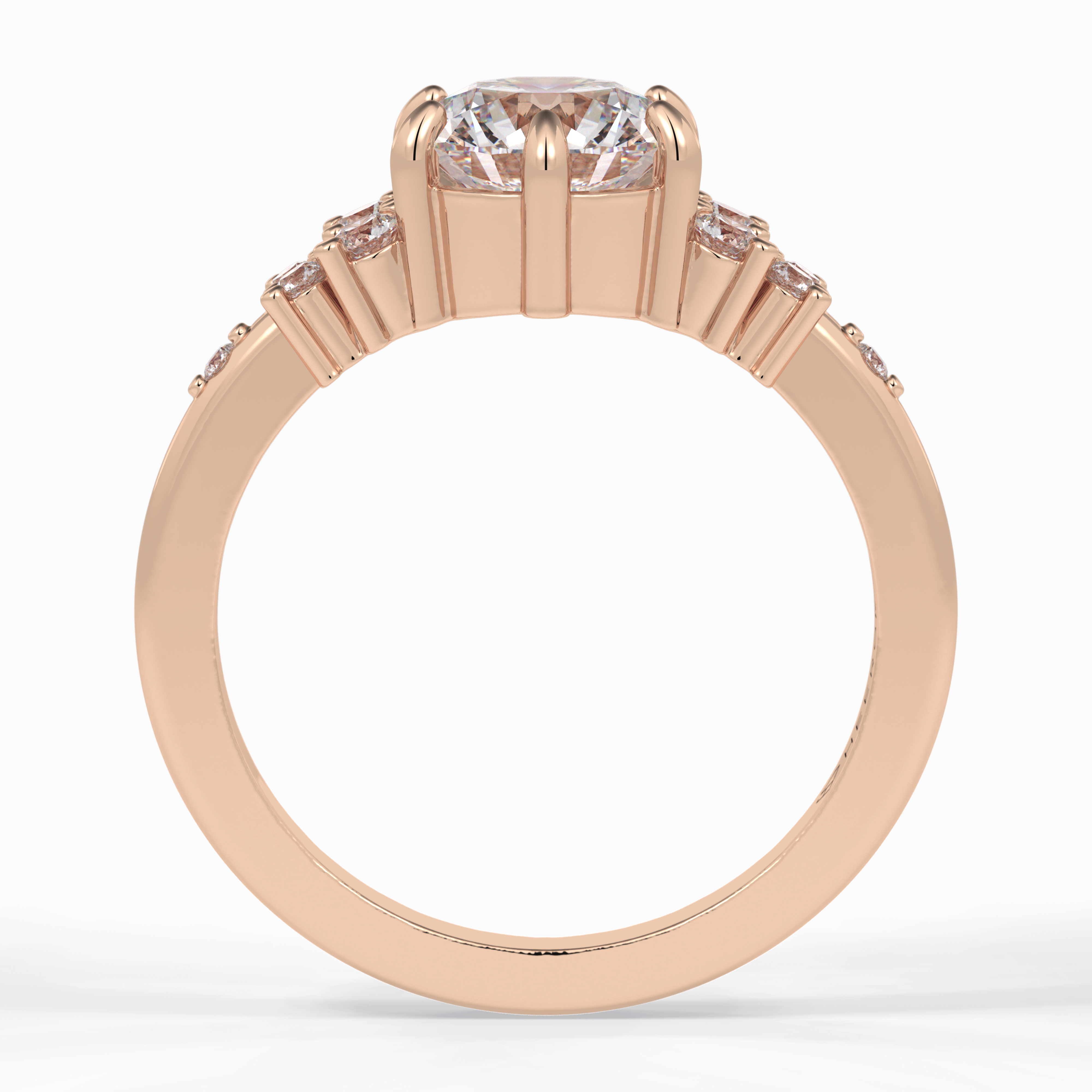 Floral Brilliance 1.29 Carat Round VS1 Lab-Grown Pave Engagement Ring in 18K Rose Gold 