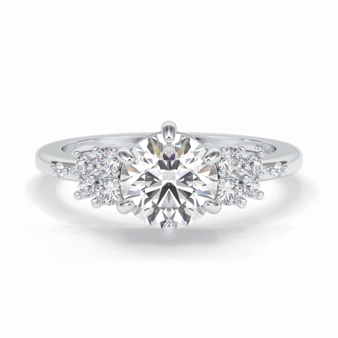 Floral Brilliance 1.29 Carat Round VS1 Lab-Grown Pave Engagement Ring in 18K Gold