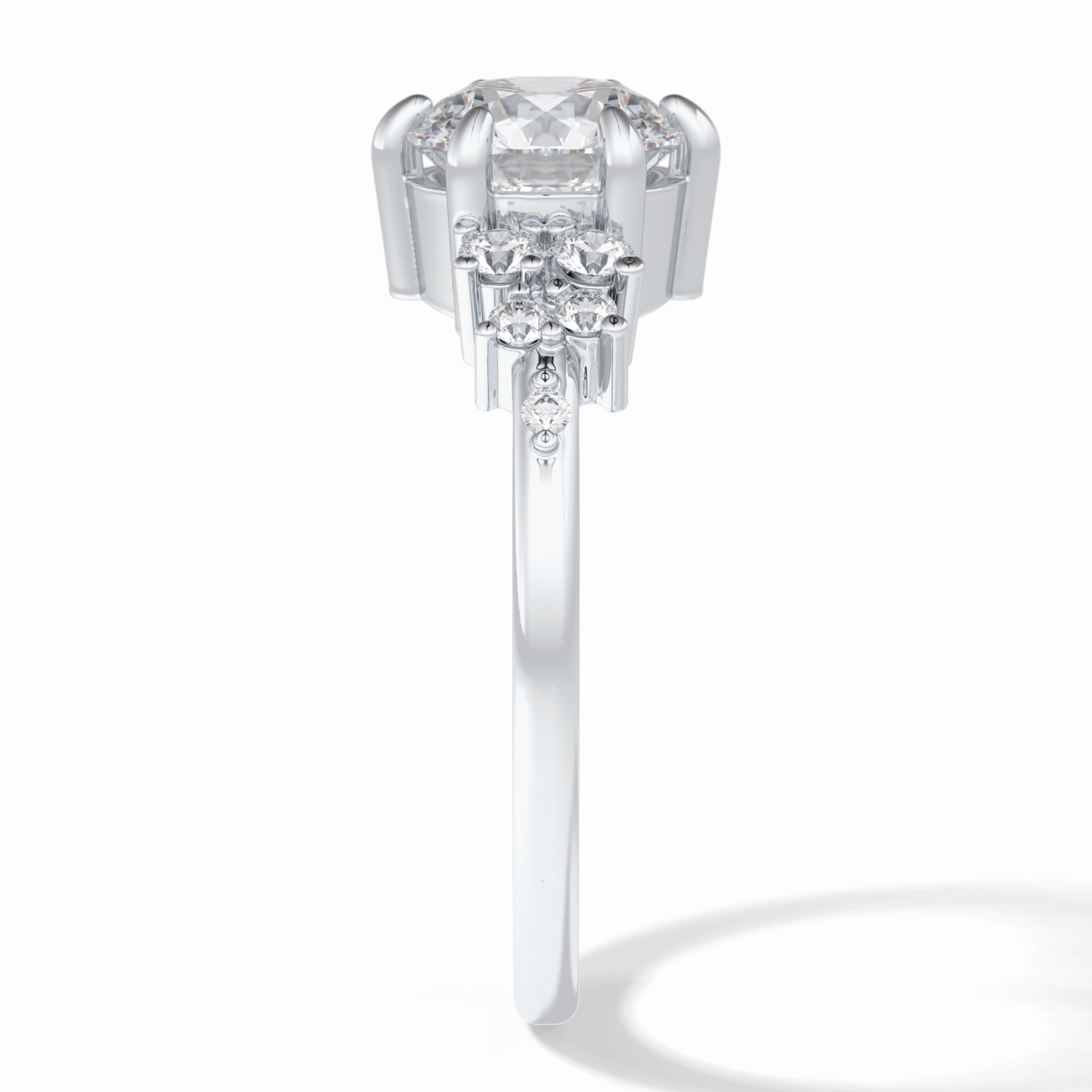 Floral Brilliance 1.29 Carat Round VS1 Lab-Grown Pave Engagement Ring in 18K White Gold 