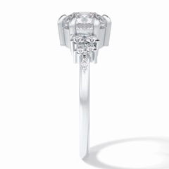 Floral Brilliance 1.29 Carat Round VS1 Lab-Grown Pave Engagement Ring in 18K White Gold 