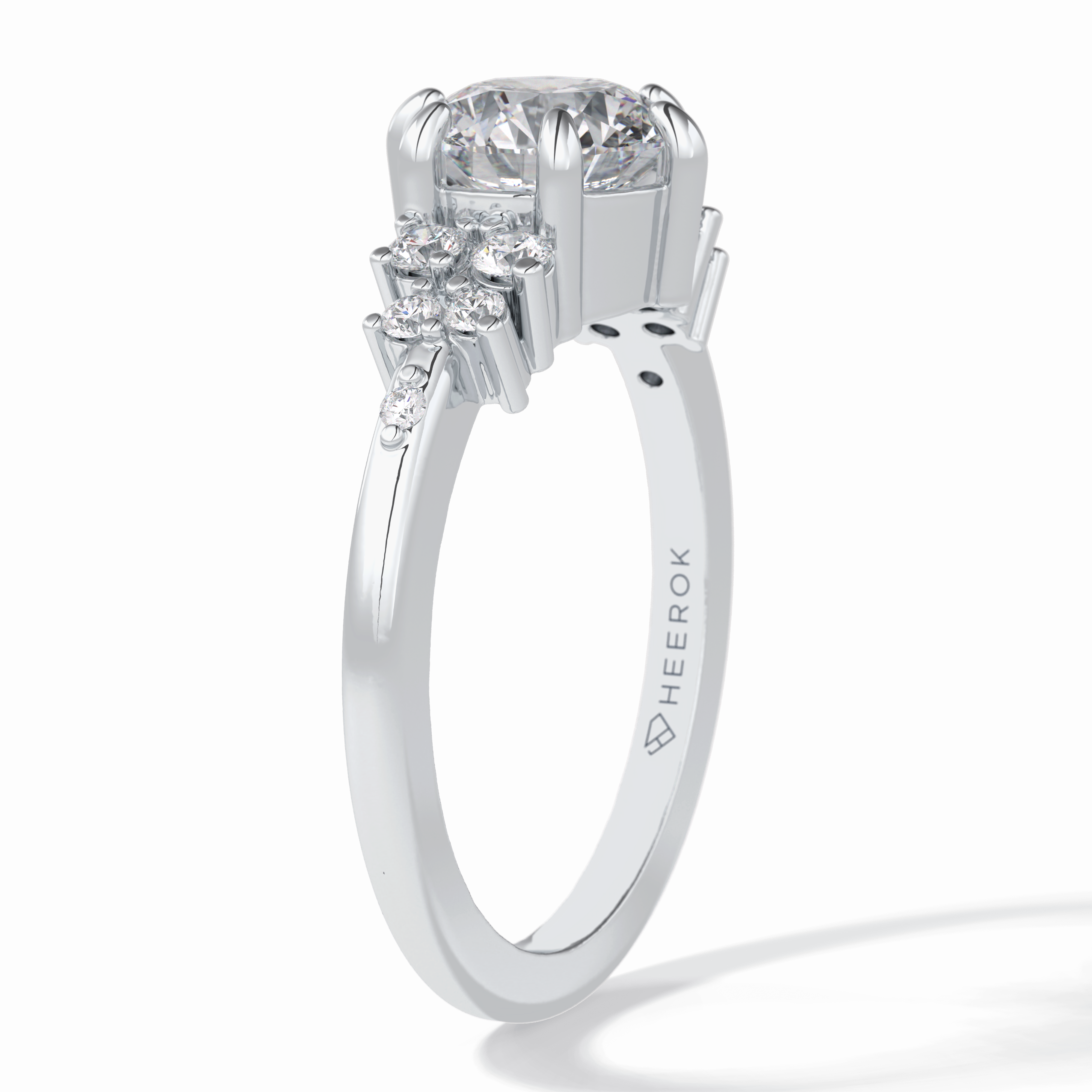 Floral Brilliance 1.29 Carat Round VS1 Lab-Grown Pave Engagement Ring in 18K White Gold 