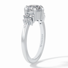Floral Brilliance 1.29 Carat Round VS1 Lab-Grown Pave Engagement Ring in 18K White Gold 