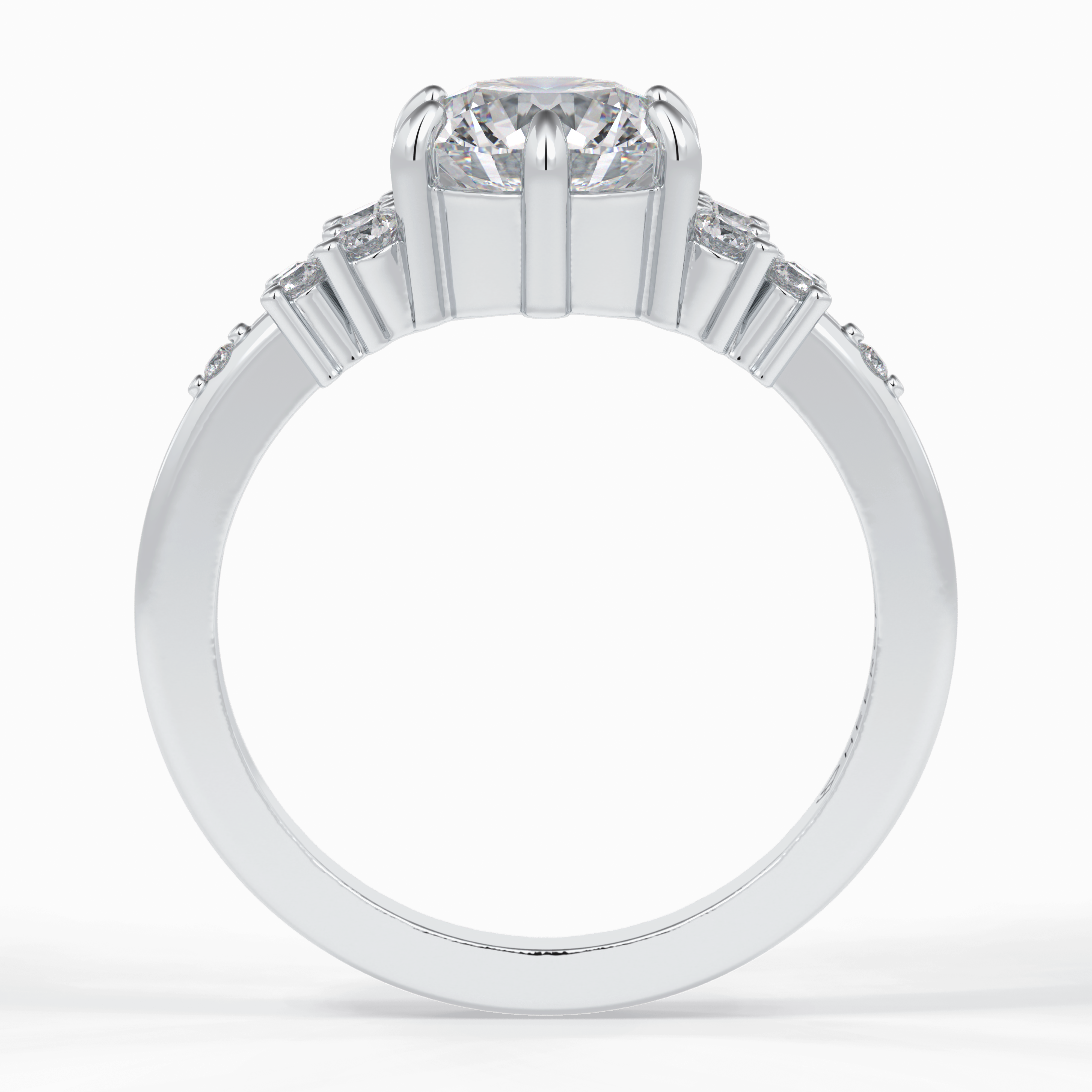 Floral Brilliance 1.29 Carat Round VS1 Lab-Grown Pave Engagement Ring in 18K White Gold 