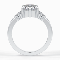 Floral Brilliance 1.29 Carat Round VS1 Lab-Grown Pave Engagement Ring in 18K White Gold 