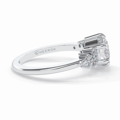 Floral Brilliance 1.29 Carat Round VS1 Lab-Grown Pave Engagement Ring in 18K White Gold