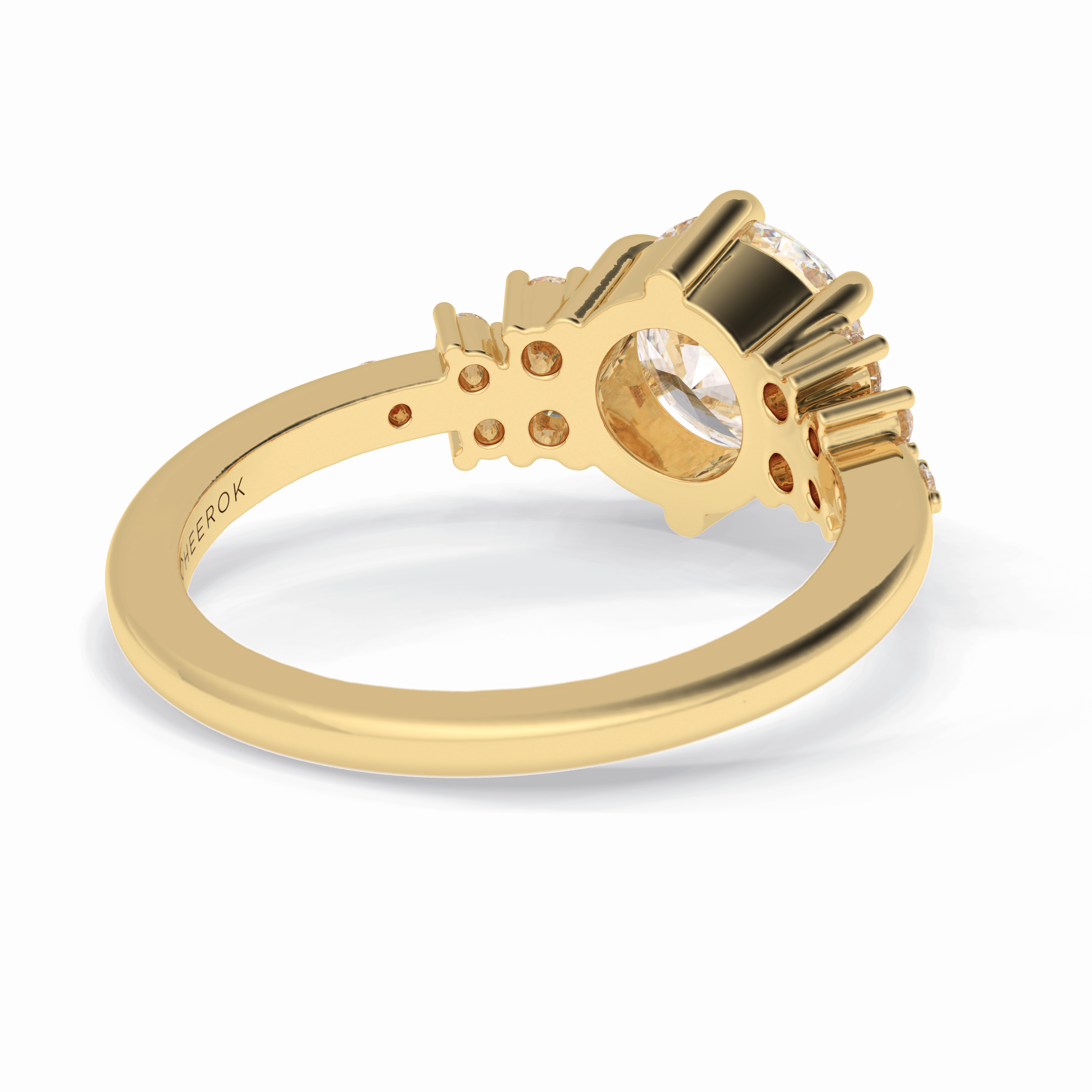 Floral Brilliance 1.29 Carat Round VS1 Lab-Grown Pave Engagement Ring in 18K Yellow Gold 