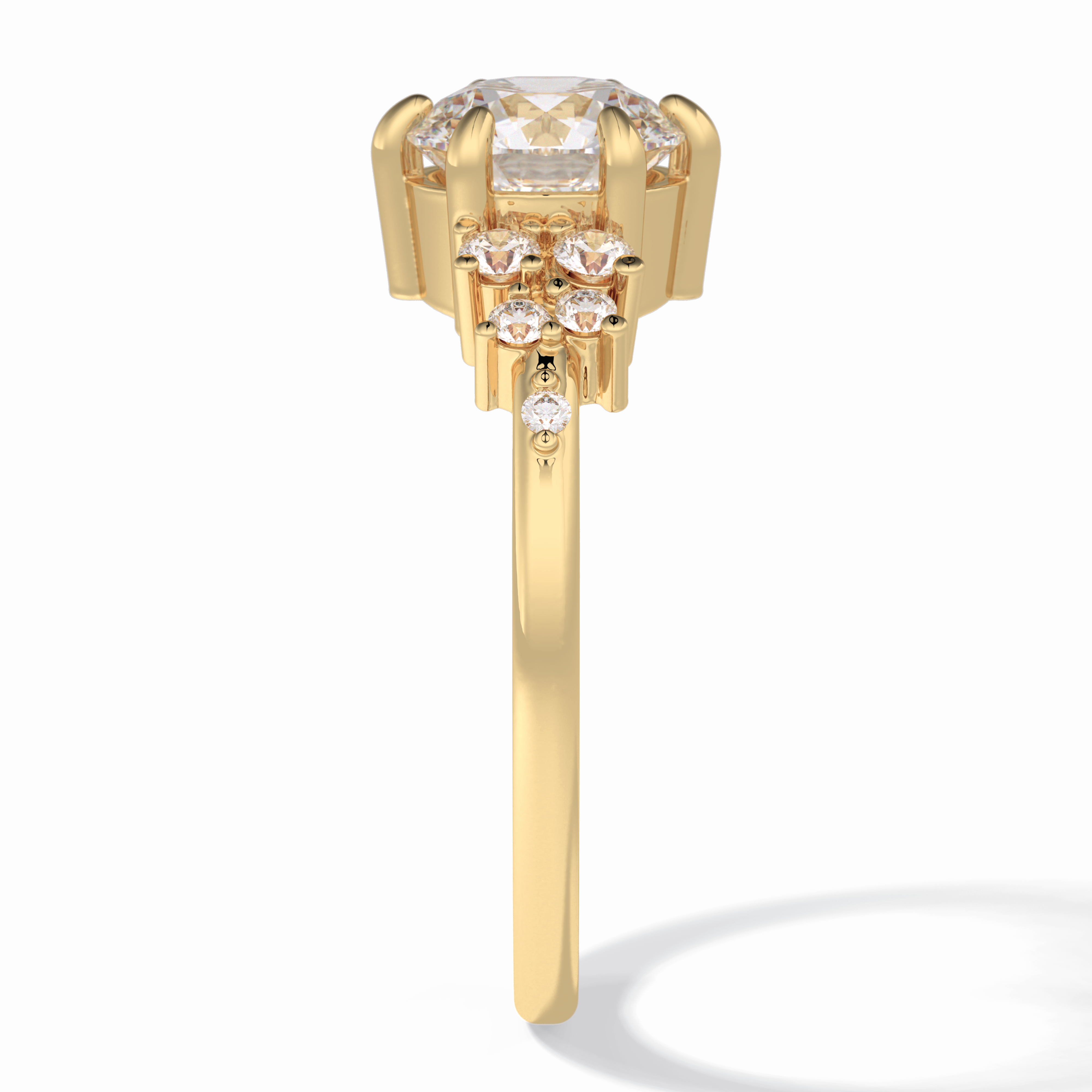 Floral Brilliance 1.29 Carat Round VS1 Lab-Grown Pave Engagement Ring in 18K Yellow Gold 