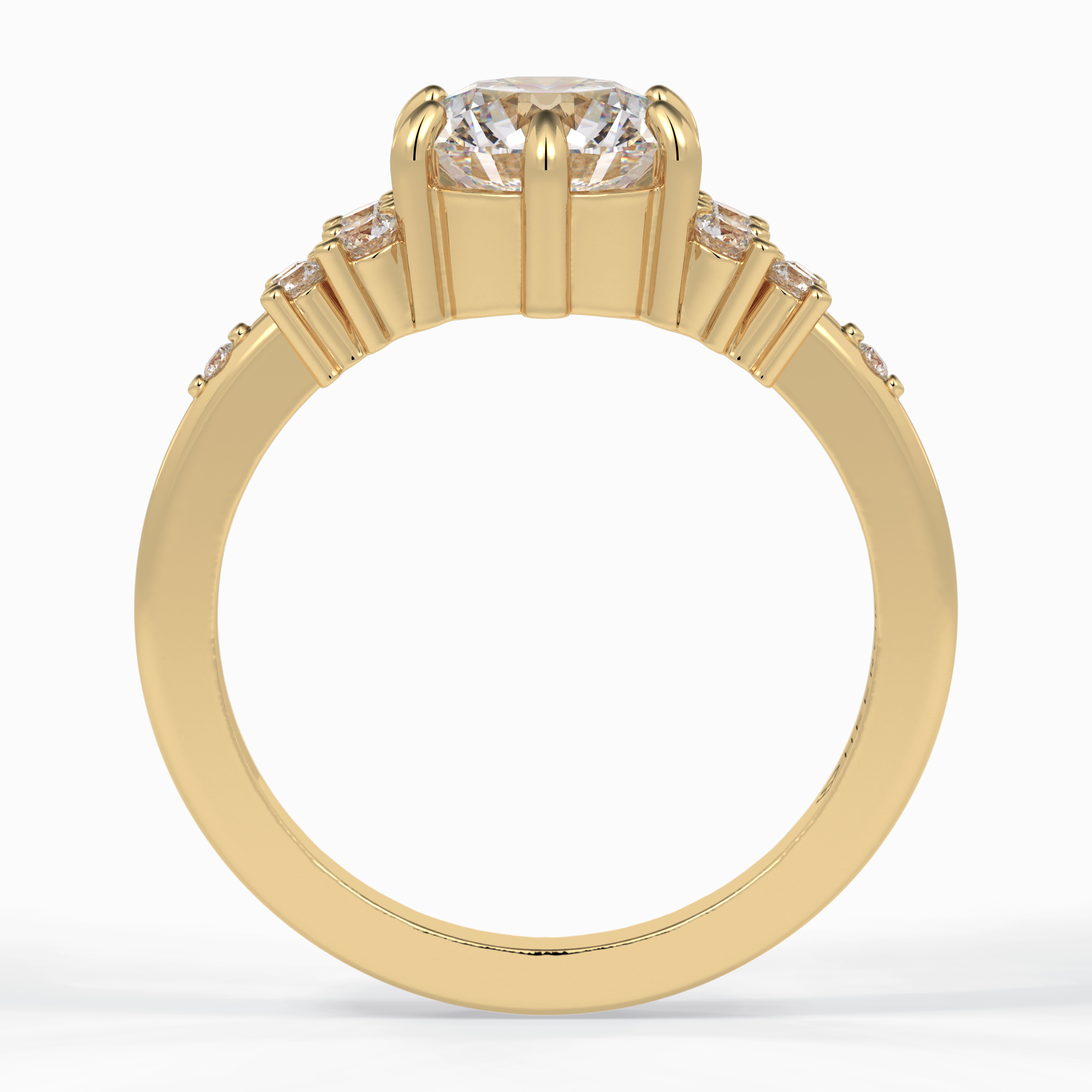Floral Brilliance 1.29 Carat Round VS1 Lab-Grown Pave Engagement Ring in 18K Yellow Gold 