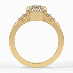 Floral Brilliance 1.29 Carat Round VS1 Lab-Grown Pave Engagement Ring in 18K Yellow Gold 