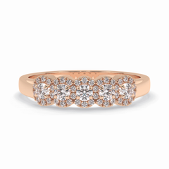 Floral Sparkle 0.60 Carat Round VS1 Lab-Grown Wedding Band in 18K Rose Gold 