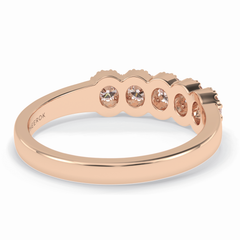 Floral Sparkle 0.60 Carat Round VS1 Lab-Grown Wedding Band in 18K Rose Gold