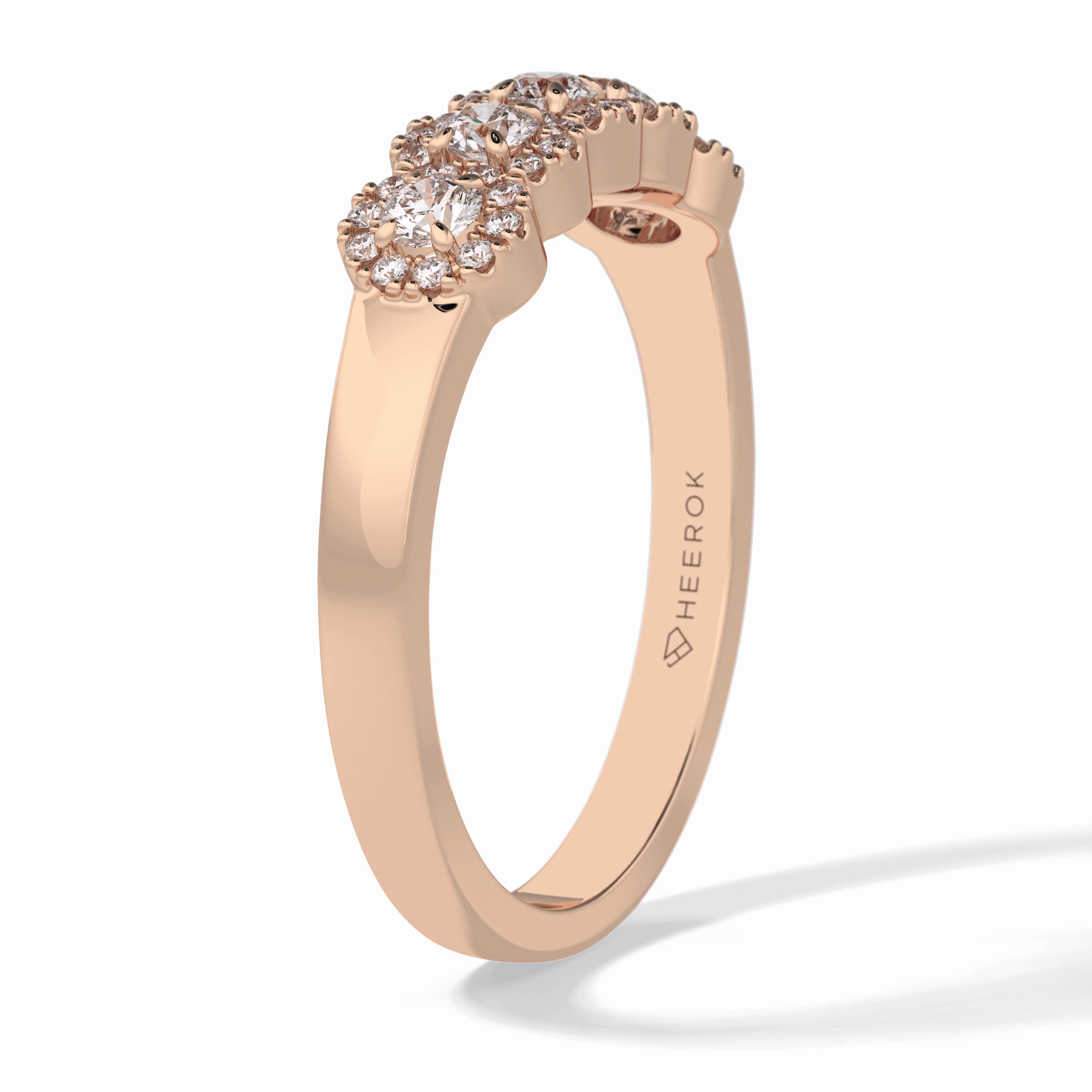 Floral Sparkle 0.60 Carat Round VS1 Lab-Grown Wedding Band in 18K Rose Gold