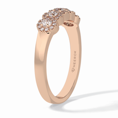 Floral Sparkle 0.60 Carat Round VS1 Lab-Grown Wedding Band in 18K Rose Gold