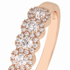 Floral Sparkle 0.60 Carat Round VS1 Lab-Grown Wedding Band in 18K Rose Gold