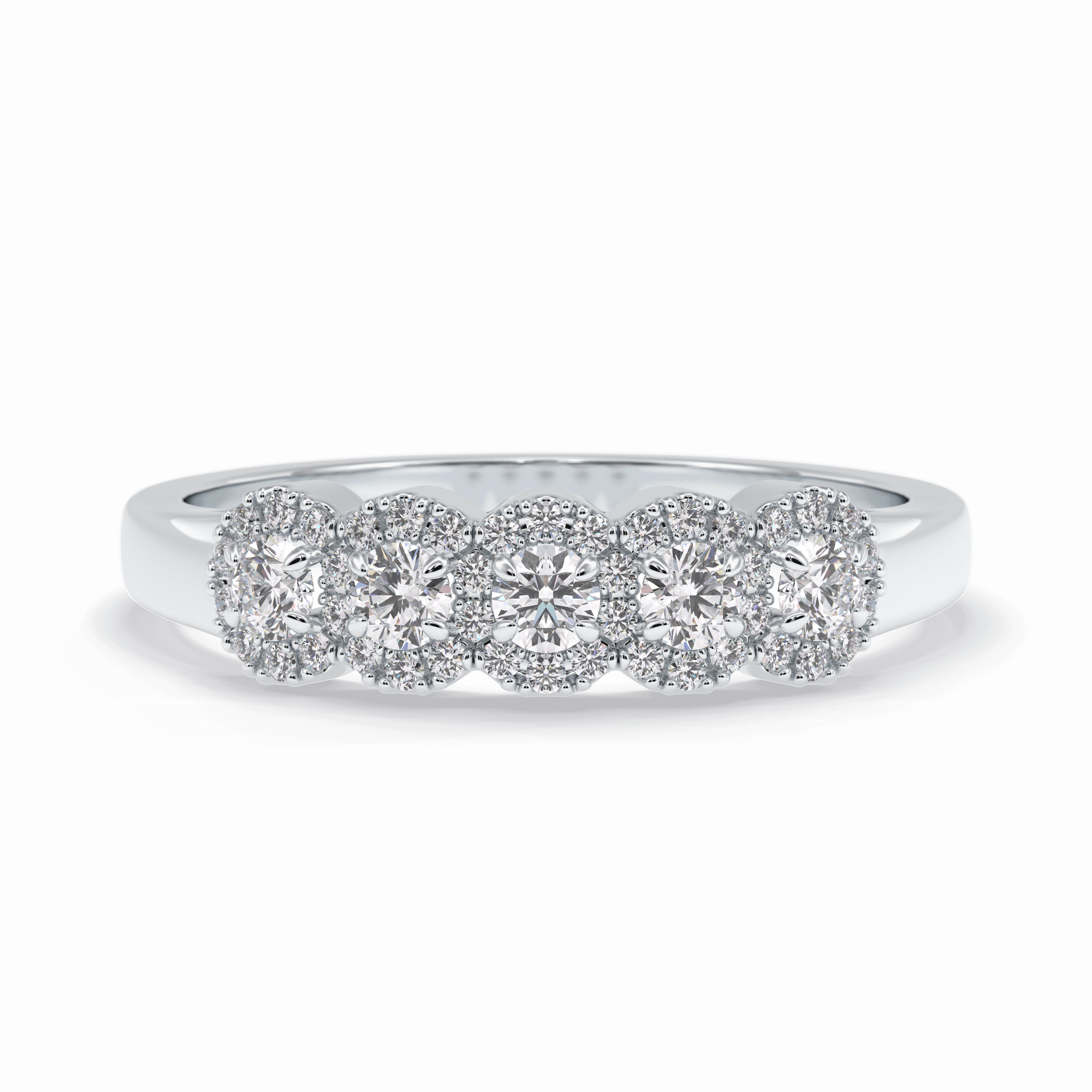 Floral Sparkle 0.60 Carat Round VS1 Lab-Grown Wedding Band in 18K White Gold 