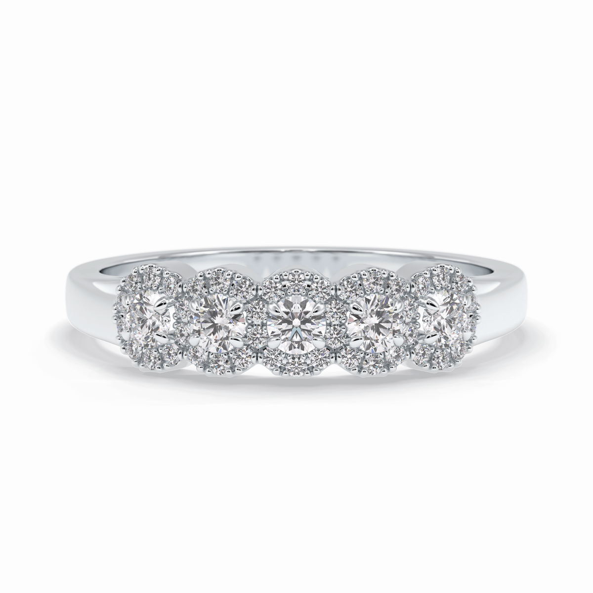 Floral Sparkle 0.60 Carat Round VS1 Lab-Grown Wedding Band in 18K White Gold 