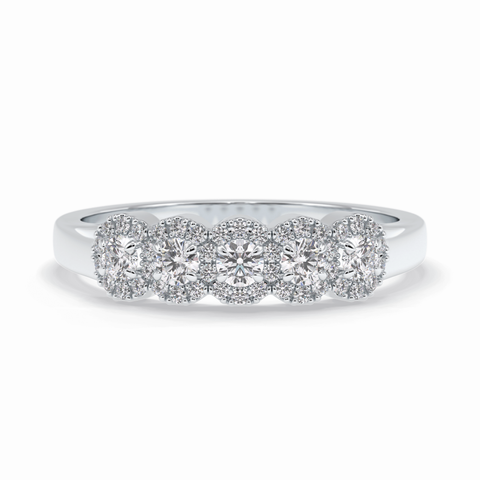 Floral Sparkle Round VVS Lab-Grown Eternity Wedding Band in 18K Gold