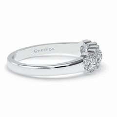 Floral Sparkle 0.60 Carat Round VS1 Lab-Grown Wedding Band in 18K White Gold