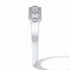 Floral Sparkle 0.60 Carat Round VS1 Lab-Grown Wedding Band in 18K White Gold